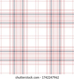 Pink navy and white tartan seamless pattern. Summer girly print