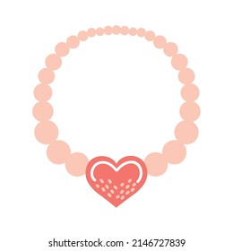 pink necklace with heart icon