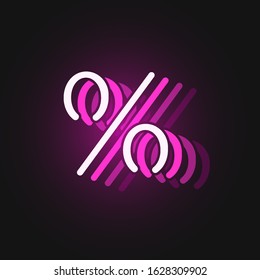 Pink neon character font on black background with reflections, vector illustration