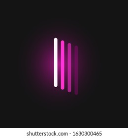 Pink neon character font on black background with reflections, vector illustration