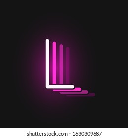 Pink neon character font on black background with reflections, vector illustration