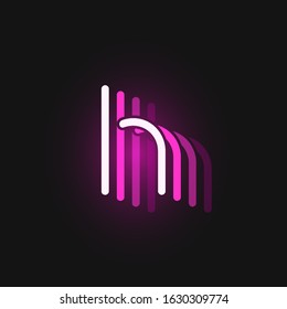 Pink neon character font on black background with reflections, vector illustration