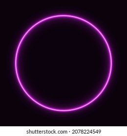 pink neon circle. glowing circle on a black background. neon vector print.