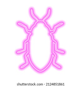 Pink neon cockroach sign isolated on white. Vector illustration