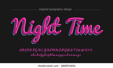 Pink Neon Cursive Artistic Font Typography Design