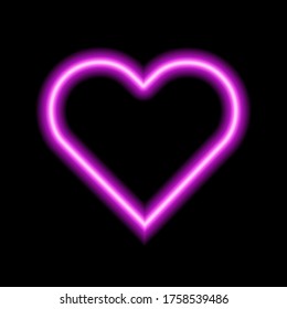 Pink neon heart. Luminous element for your design.