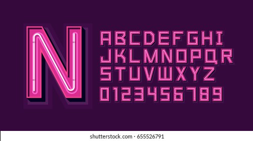 Pink Neon Light Alphabet Font