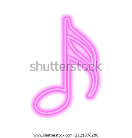 Pink neon note isolated on white background. Vector illustration