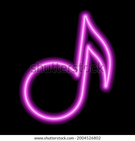 Pink neon note sign on a black background. Vector illustration