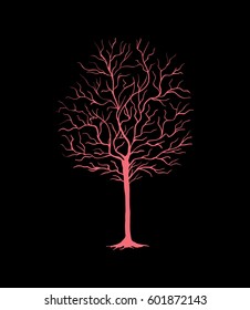 Pink neon old tree abstract vector illustration
isolated logo, icon