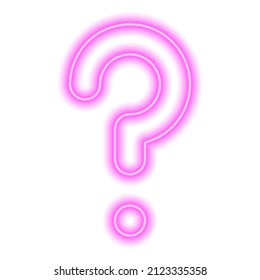 Pink Neon Question Mark Isolated On White. Vector Illustration