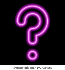 Pink neon question mark on a black background. Vector illustration