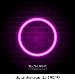 Pink Neon Ring background on the wall