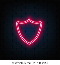 pink Neon Shield Shape. stlyle neon..