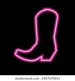 Pink neon sign of cowboy boot on black background vector illustration