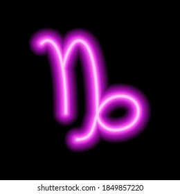 Pink neon zodiac sign Capricorn. Predictions, astrology, horoscope.