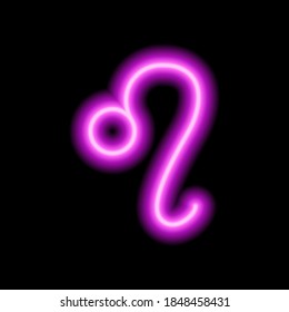 Pink neon zodiac sign Leo. Predictions, astrology, horoscope.