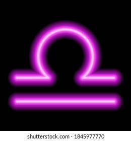 Pink neon zodiac sign Libra. Predictions, astrology, horoscope.