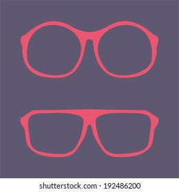 Pink nerd vector glasses with thick holder