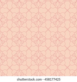 Pink net lace seamless pattern. Can be used for web, print and book design, home decor, fashion textile, wallpaper.