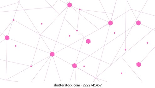 Pink network. Abstract connection on white background. Network technology background with dots and lines for desktop. Ai background. Abstract concept. Line background, network technology vector