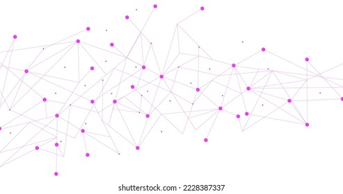 Rosa Netzwerk. Abstrakte Verbindung auf weißem Hintergrund. Netzwerk-Technologie-Hintergrund mit Punkten und Linien für Desktop. Ai-Hintergrund. Abstraktes Konzept. Zeilenhintergrund, Netzwerktechnologie, Vektorgrafik