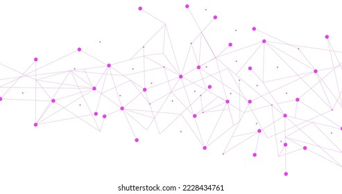Pink network. Abstract connection on white background. Network technology background with dots and lines for desktop. Ai background. Abstract concept. Line background, network technology vector