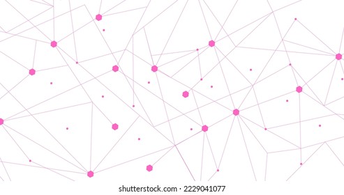Pink network. Abstract connection on white background. Network technology background with dots and lines for desktop. Ai background. Abstract concept. Line background, network technology vector
