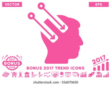 Pink Neural Interface pictogram with bonus 2017 trend clip art. Vector illustration style is flat iconic symbols, white background.