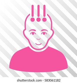 Pink Neural Interface interface toolbar icon. Vector pictogram style is a flat symbol on diagonally hatched transparent background.