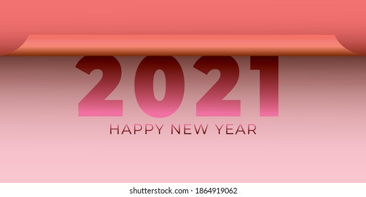 Vector de fondo rosa de año nuevo 2021 con diseño de papel
