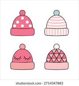 Sombrero rosado del recién nacido con el Arte vectorial adorable de las orejas del oso aislado en el fondo blanco