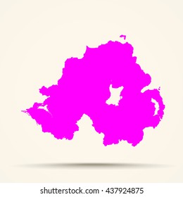 Pink Northern Ireland Map Illustration



