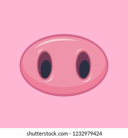 Pink nose of pig isolated on pink background.