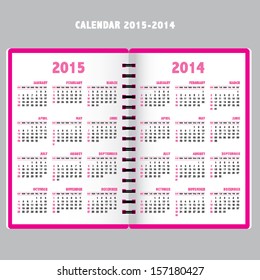 pink note book / top view / with calendar year / month / template vector
