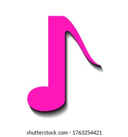 Pink note on a white background and black shadow, sign for design, vector illustration