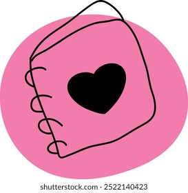 Pink Notebook with Heart Doodle on Cover