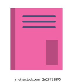 Pink notebook with label. Vector illustration