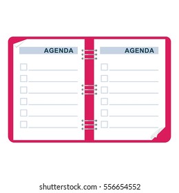 Pink notebook organizer. Flat vector cartoon illustration. Objects isolated on a white background.