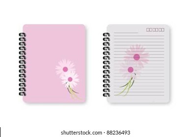 Pink Notebook Vector ,abstract floral design