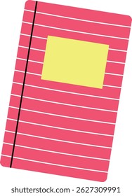 Cuaderno rosa con rayas blancas. Pronto a la escuela. Cuaderno escolar - elemento de diseño. Ilustración vectorial aislada en estilo plano.