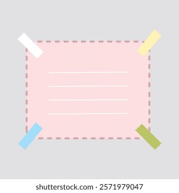 Pink Notepad with Colorful Tape Vector Illustration. A cute pink notepad accented with vibrant, colorful tape. Perfect for digital planners, scrapbooking, or creative stationery