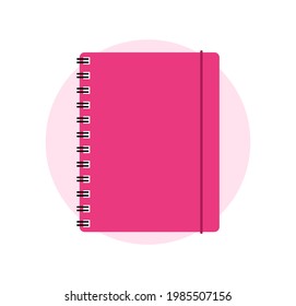 Tinta rosada. Libro de bocetos o diario para educación o trabajo. Ilustración vectorial. Aislado sobre fondo blanco. Diseño plano.