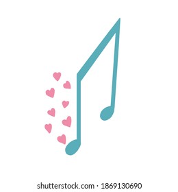 Pink notes in modern style. Line style vector. Celebration banner. Isolated object. Beautiful color. Vector art.notes. love song. romantic ringtone.