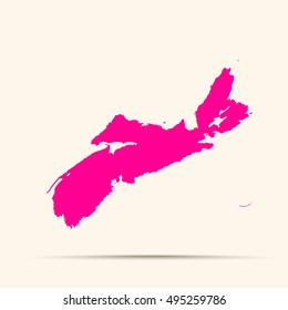 Pink Nova Scotia Map Illustration