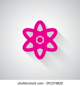 Pink Nuclear web icon on light grey background