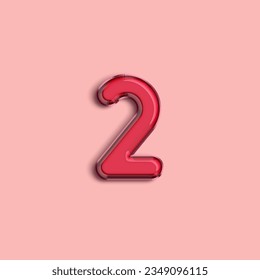 Pink Number 2. Pink helium air balloon. Illustration for selling poster, banner ads, shopping bag, gift box, birthday, anniversary. 