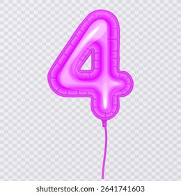Pink Number 4 Balloon for Birthday Celebrations