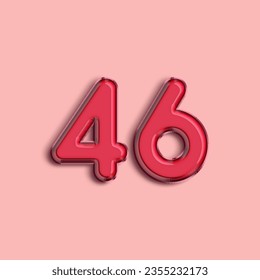 Pink Number 46. Pink helium air balloon. Illustration for selling poster, banner ads, shopping bag, gift box, birthday, anniversary