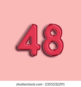 Pink Number 48. Pink helium air balloon. Illustration for selling poster, banner ads, shopping bag, gift box, birthday, anniversary